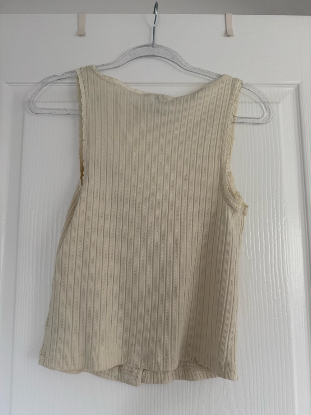Cream Ribbed Button Front Tank Top - Picture 2 of 2